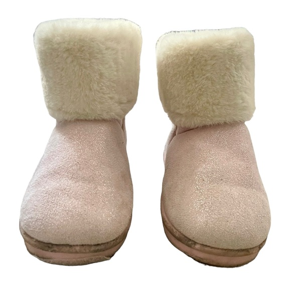 Olivia Miller Girl Shimmer Winter Fur Trim Ankle Boots, Pink Size 4 (Big Kid) - Picture 6 of 10